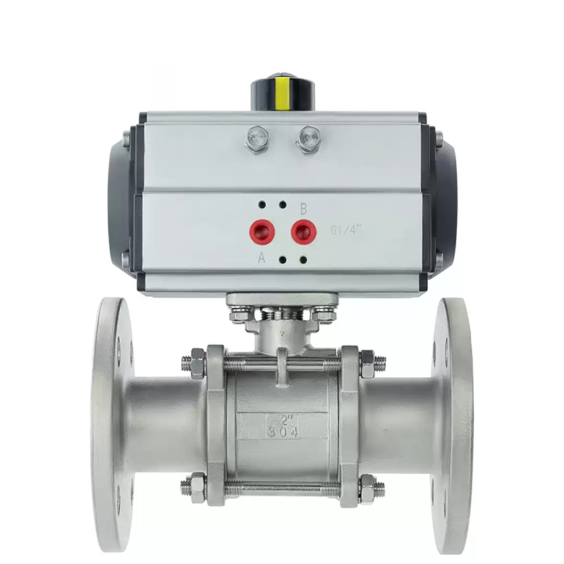 Pneumatic 3-piece Ball Valve with Flanged Ends